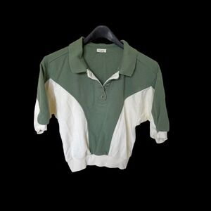 Pilcro Anthropologie Niki Bubble Sweatshirt Green Cream XXS B2216621